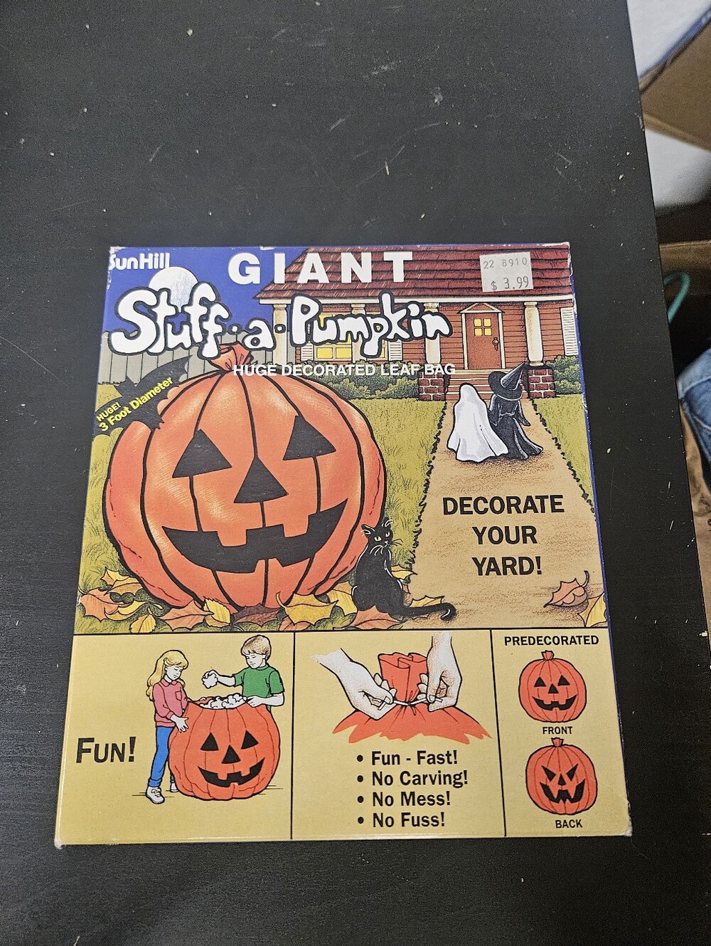 Vintage 1989 SunHill Halloween Giant Stuff A Pumpkin Leaf Bag